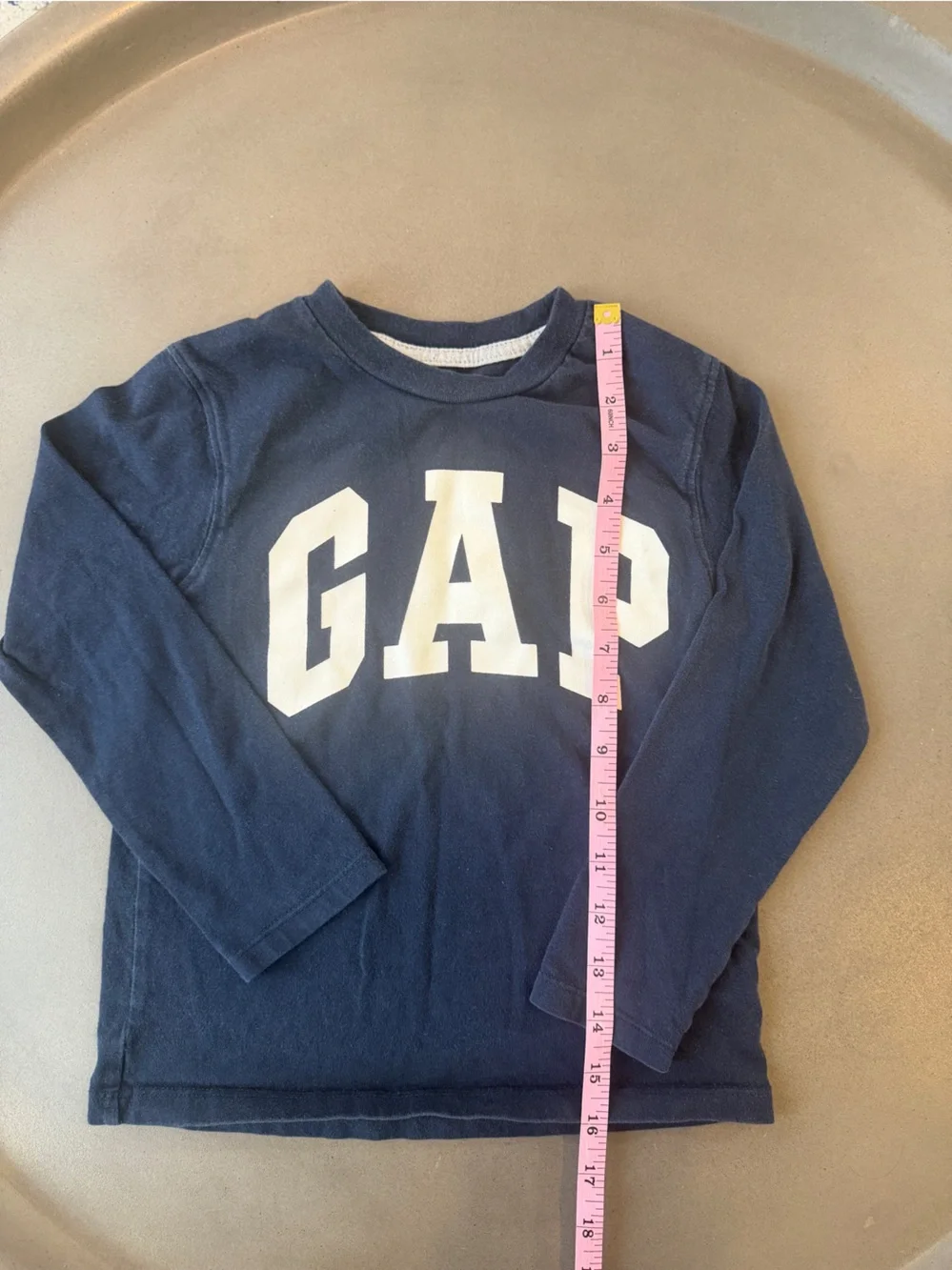 GAP Navy and White Long Sleeve Logo Tee